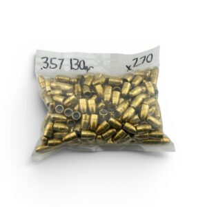 38 Cal (.357) 130 Grain FMJ Projectiles with Cannelure. 270 Projectile pack