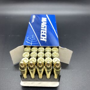 Magtech 9mm Brass case, 115 Grain FMJ ammo.